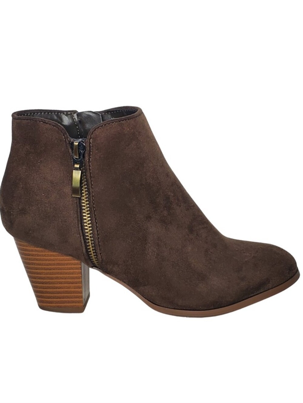 Style & Co. Women's Dark Green Suede Ankle Booties Block Heel Side Zip Size 6.5
